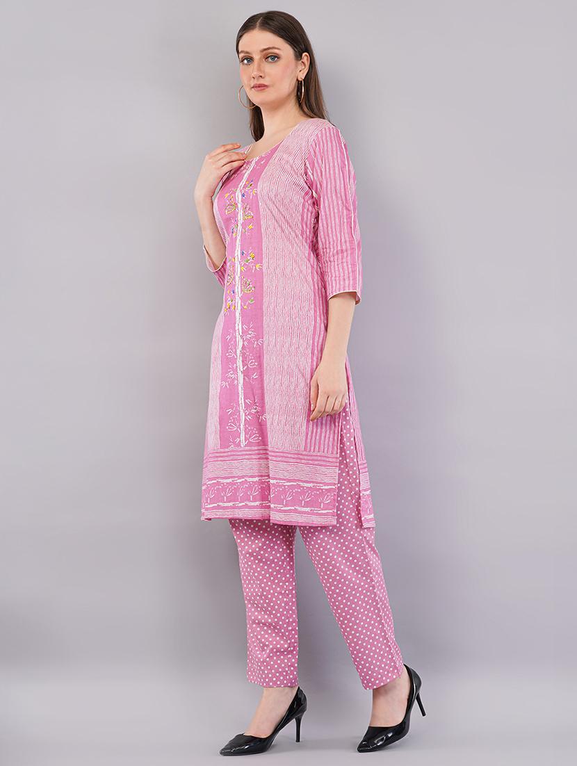 women three quarter sleeve kurta pant with dupatta set - 21786759 - Standard Image - 1