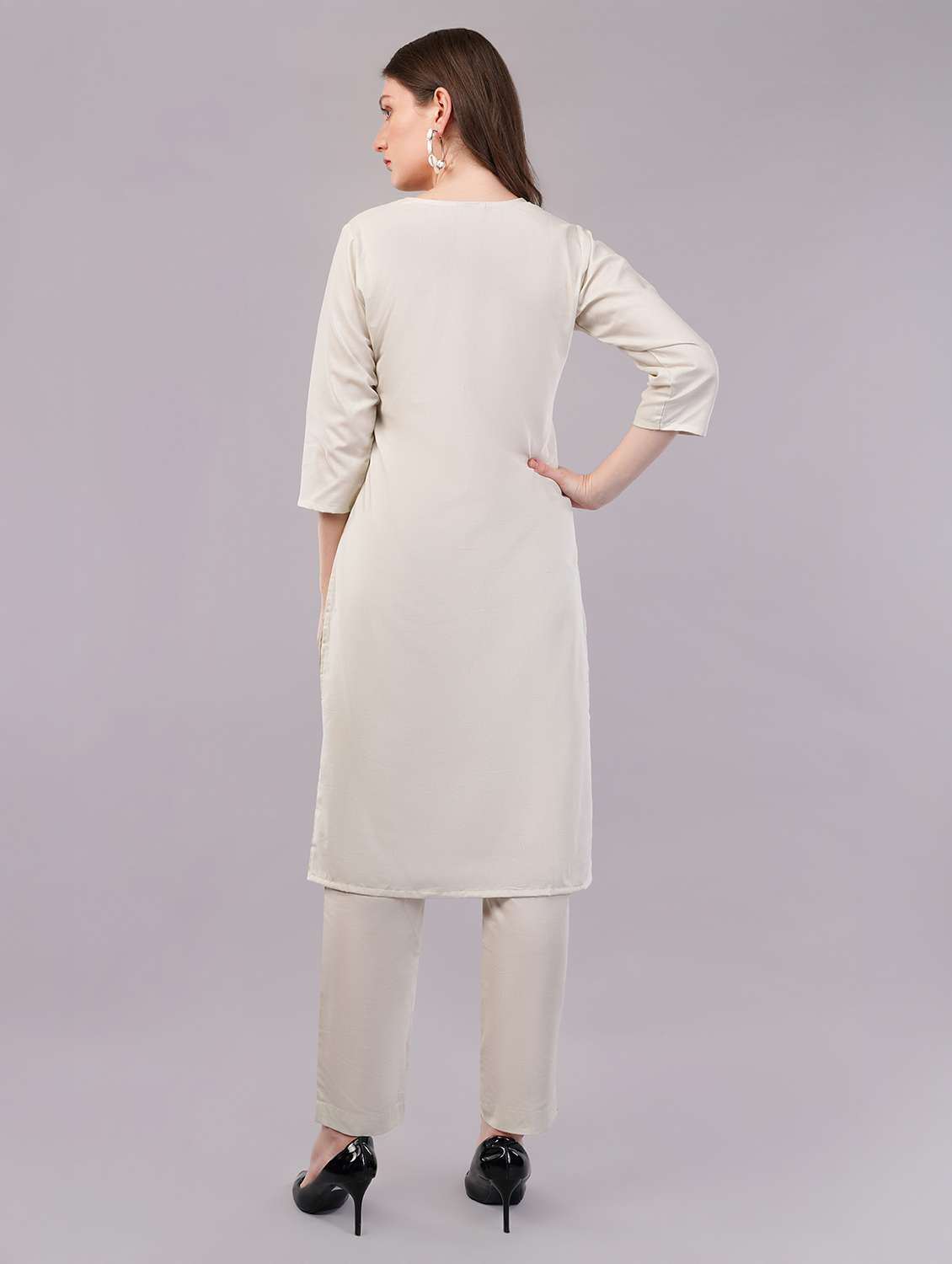 women three quarter sleeve kurta pant with dupatta set - 21786771 -  Standard Image - 4