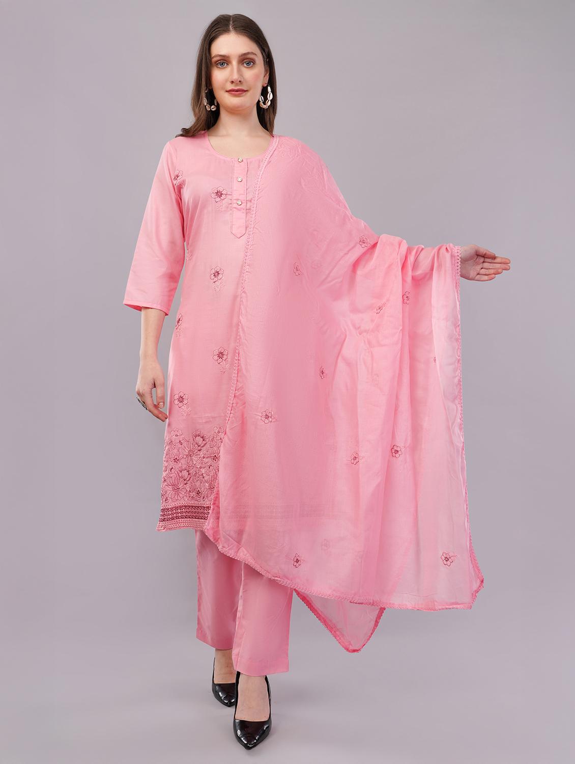 women three quarter sleeve kurta pant with dupatta set - 21786772 - Standard Image - 1