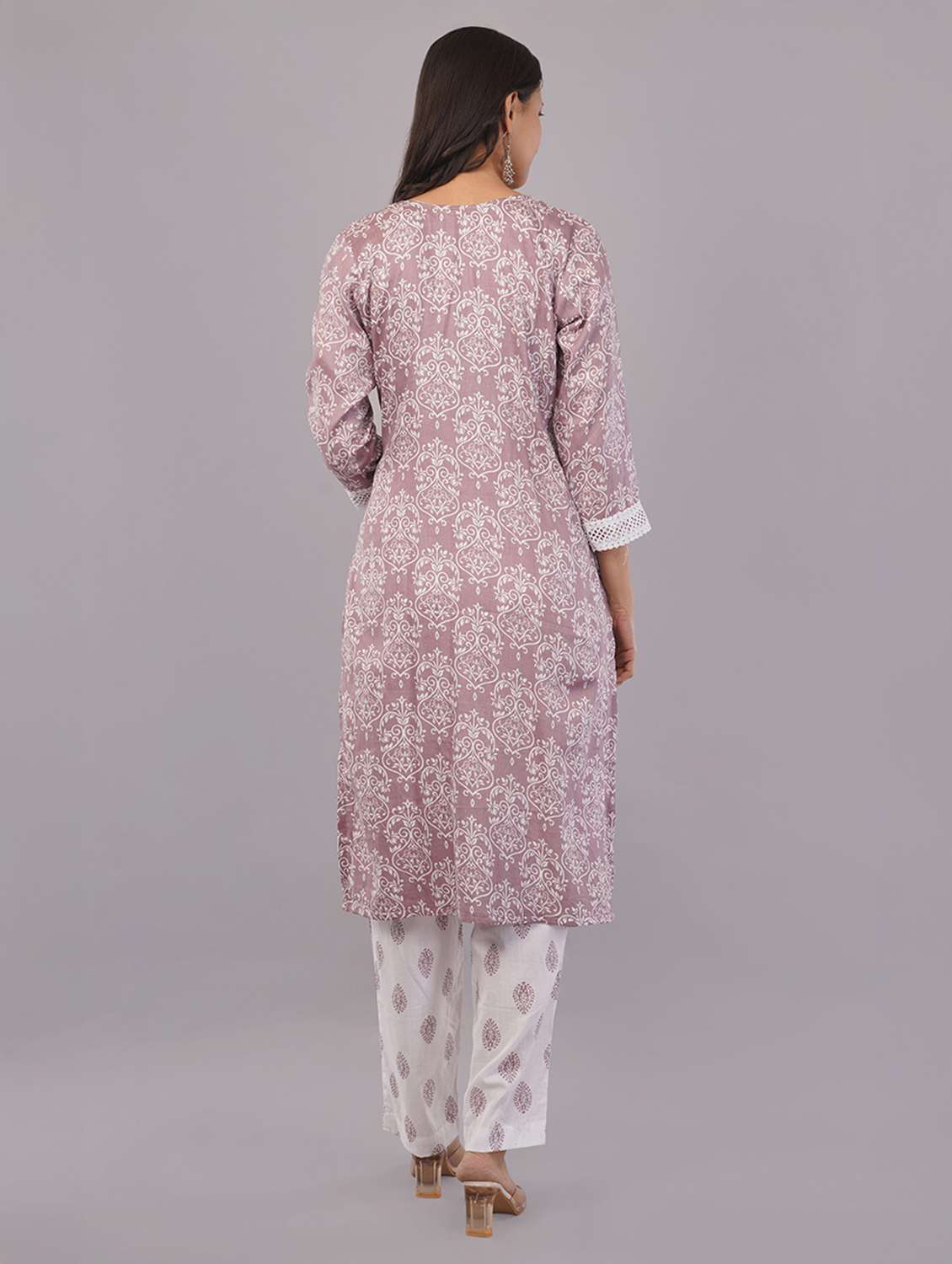 women three quarter sleeve kurta pant with dupatta set - 21786778 -  Standard Image - 4