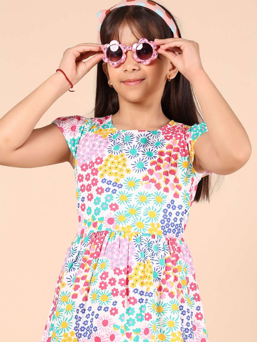 girls floral printed puff sleeves frock - 21786937 -  Standard Image - 4