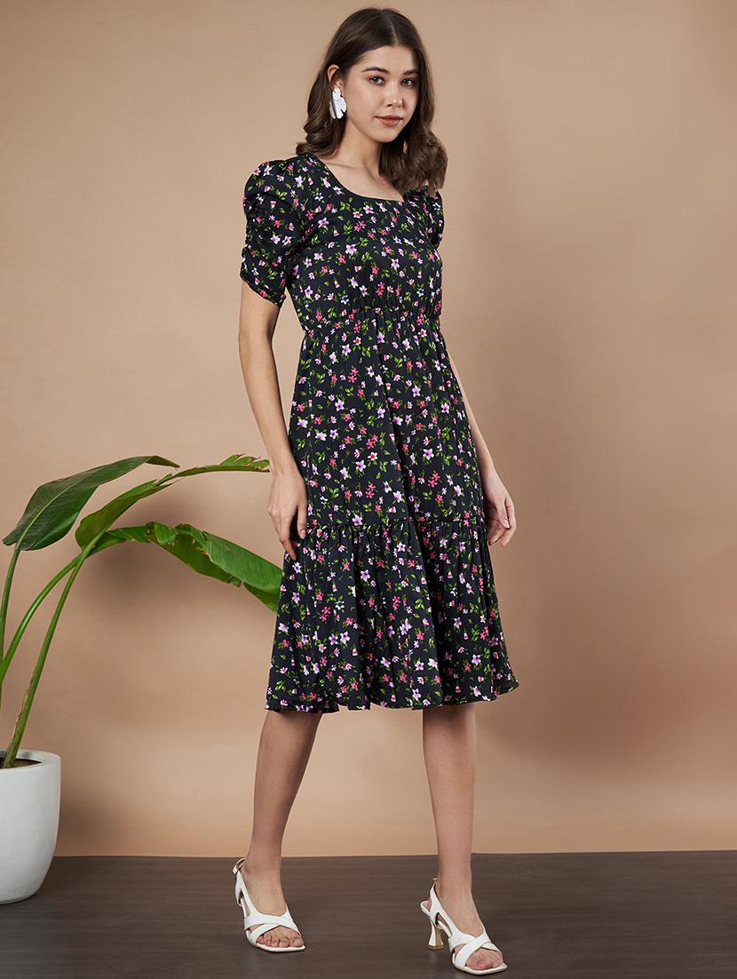 women floral printed puff sleeves tiered dress - 21787087 - Standard Image - 4