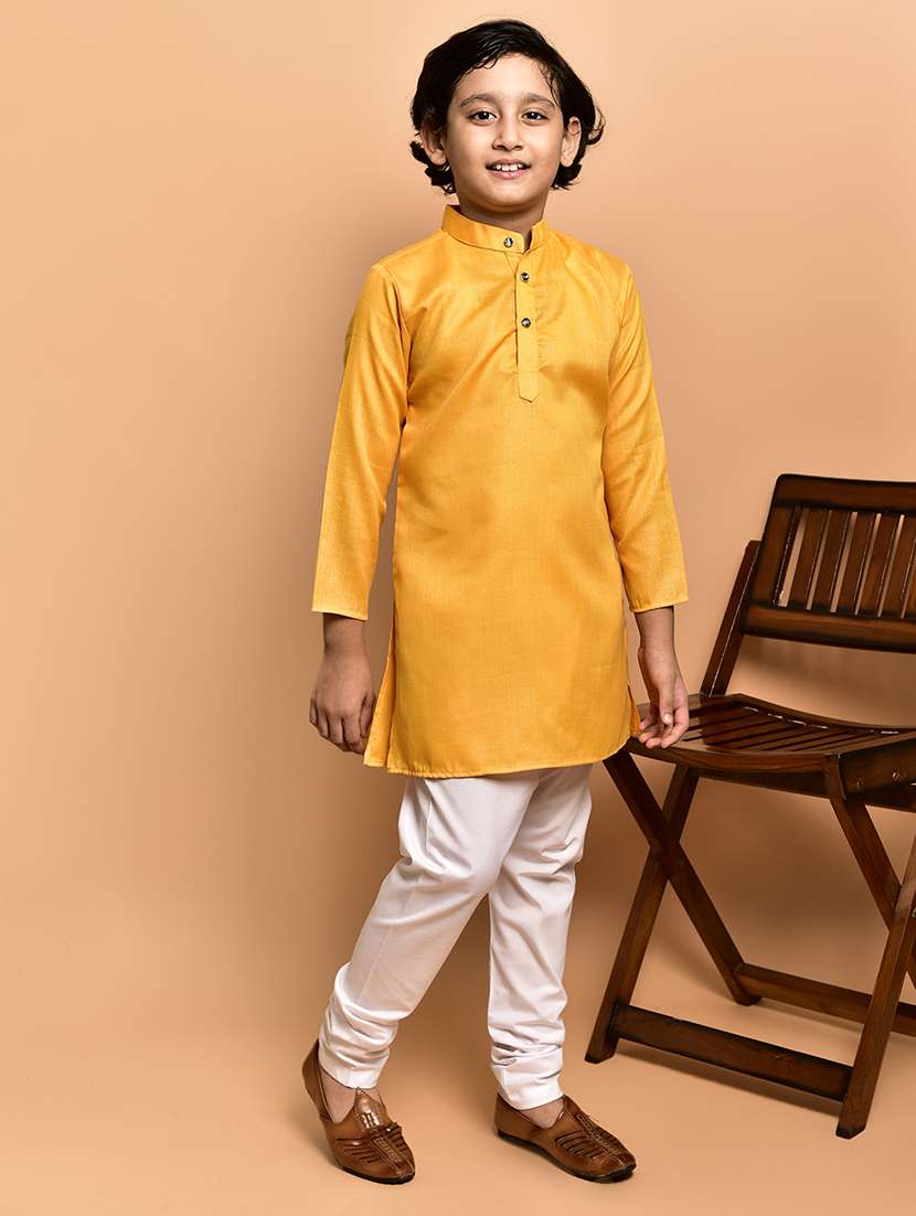 boys solid mandarin neck kurta pyjama set - 21787209 - Standard Image - 1