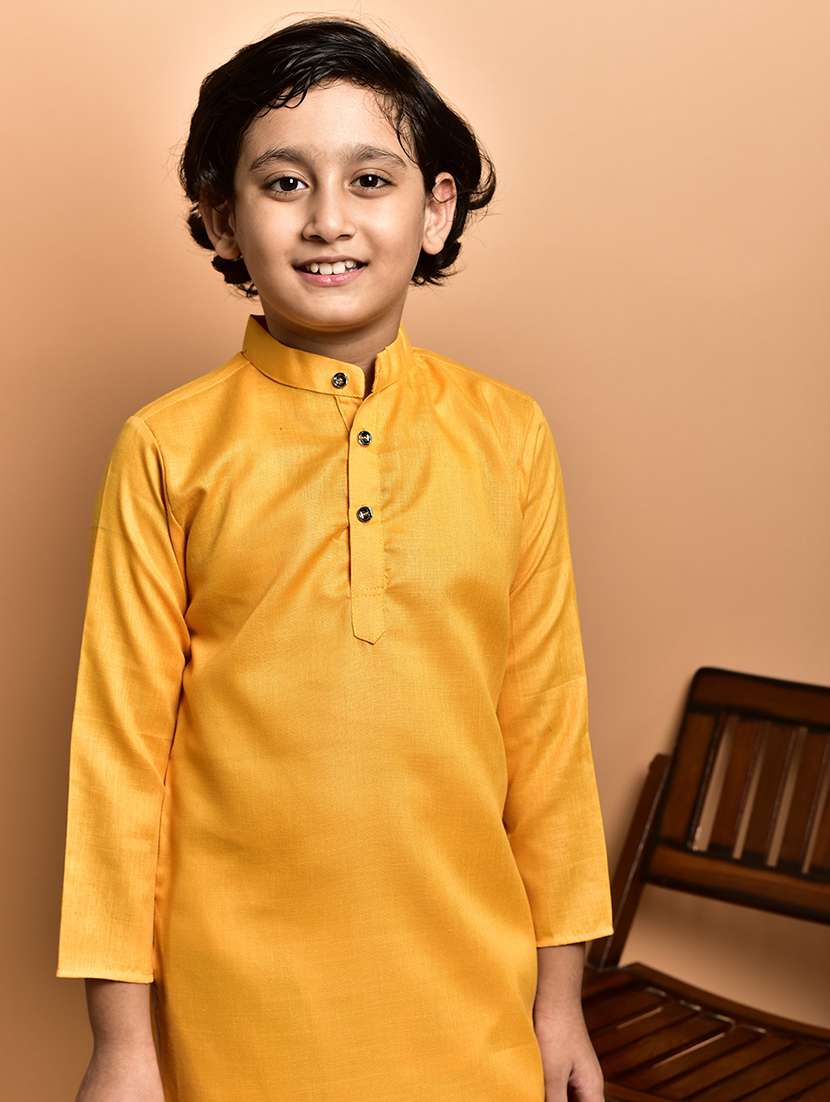 boys solid mandarin neck kurta pyjama set - 21787209 - Standard Image - 4