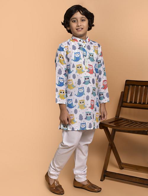 boys printed mandarin neck kurta pyjama set - 21787211 - Standard Image - 0