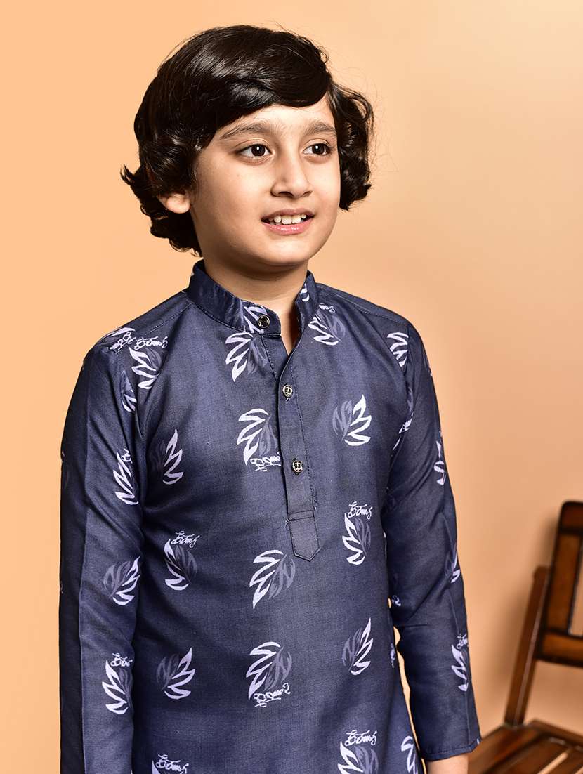 boys printed mandarin neck kurta pyjama set - 21787214 - Standard Image - 4