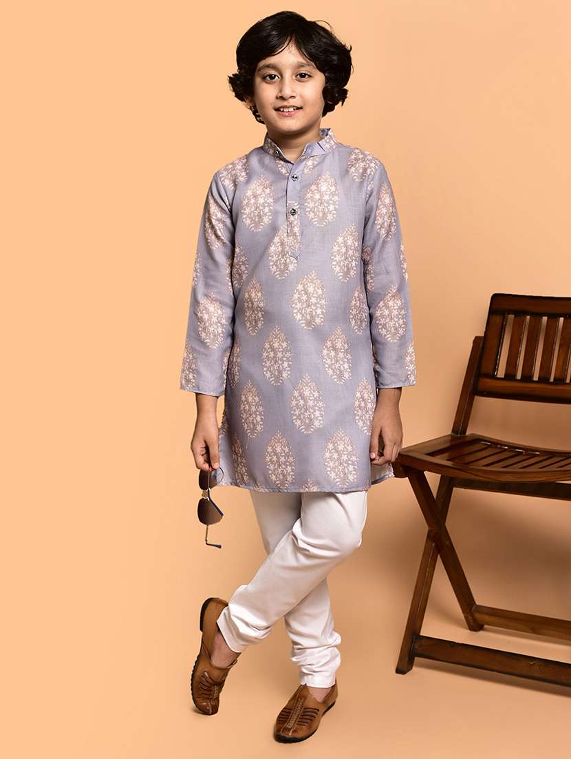 boys printed mandarin neck kurta pyjama set - 21787218 -  Standard Image - 1