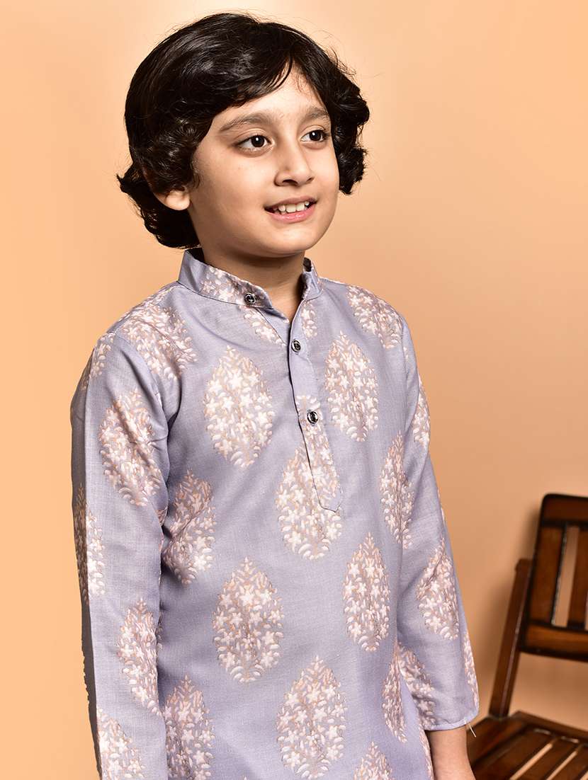 boys printed mandarin neck kurta pyjama set - 21787218 -  Standard Image - 4