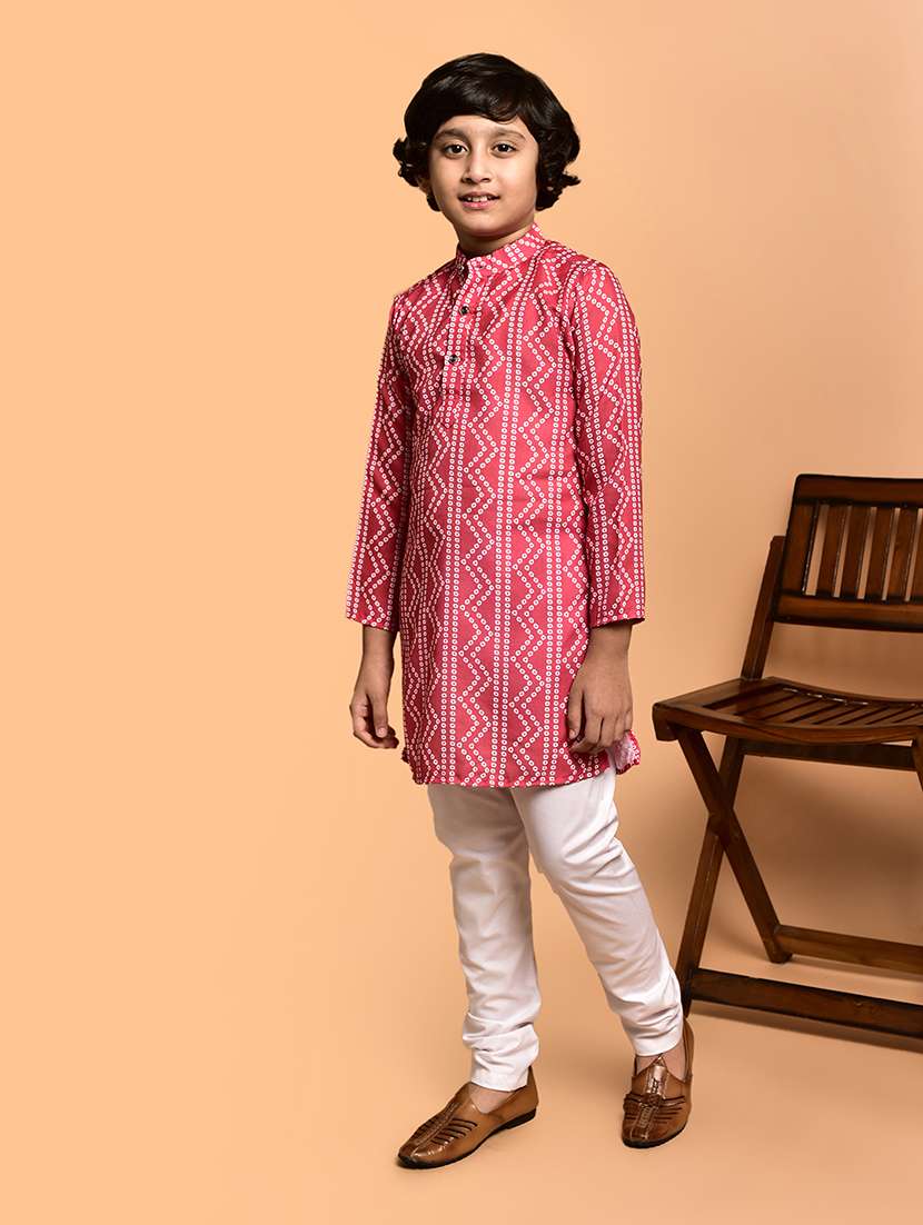 boys printed mandarin neck kurta pyjama set - 21787221 -  Standard Image - 1