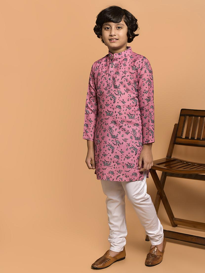 boys printed mandarin neck kurta pyjama set - 21787222 -  Standard Image - 1