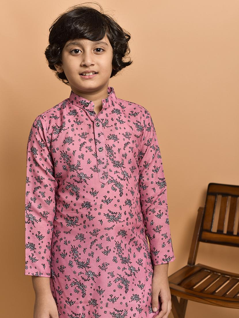 boys printed mandarin neck kurta pyjama set - 21787222 - Standard Image - 4