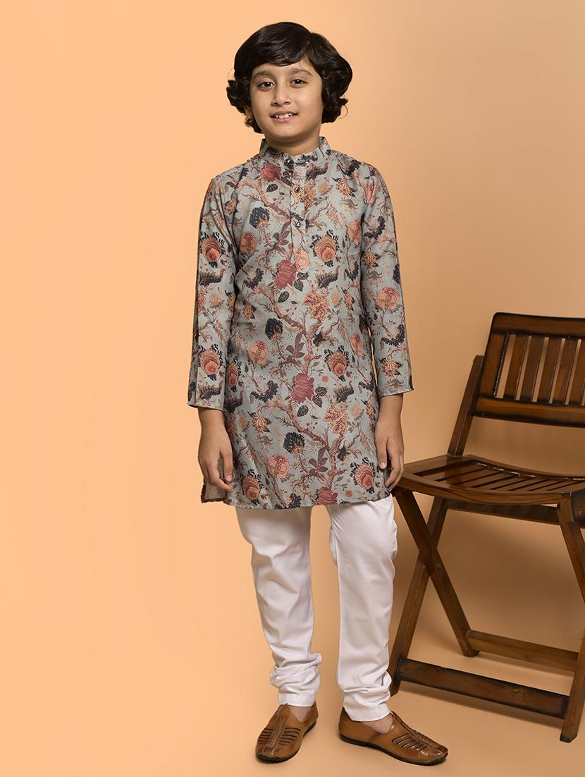 boys printed mandarin neck kurta pyjama set - 21787225 - Zoom Image - 0