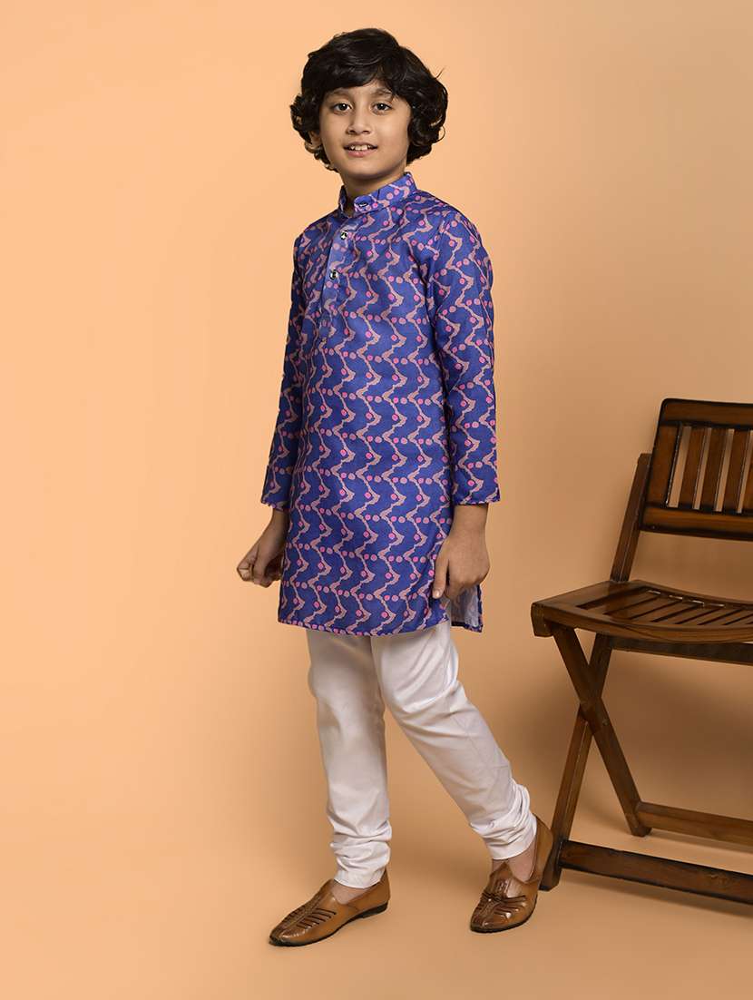 boys printed mandarin neck kurta pyjama set - 21787226 -  Standard Image - 1