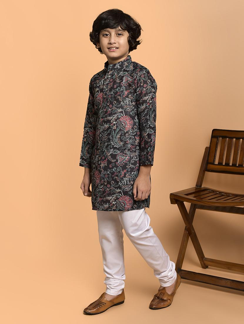 boys printed mandarin neck kurta pyjama set - 21787233 - Standard Image - 1