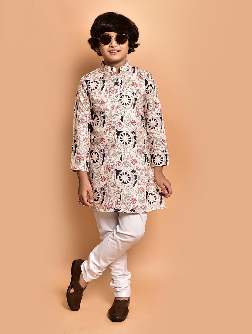 boys printed mandarin neck kurta pyjama set - 21787237 - Zoom Image - 0