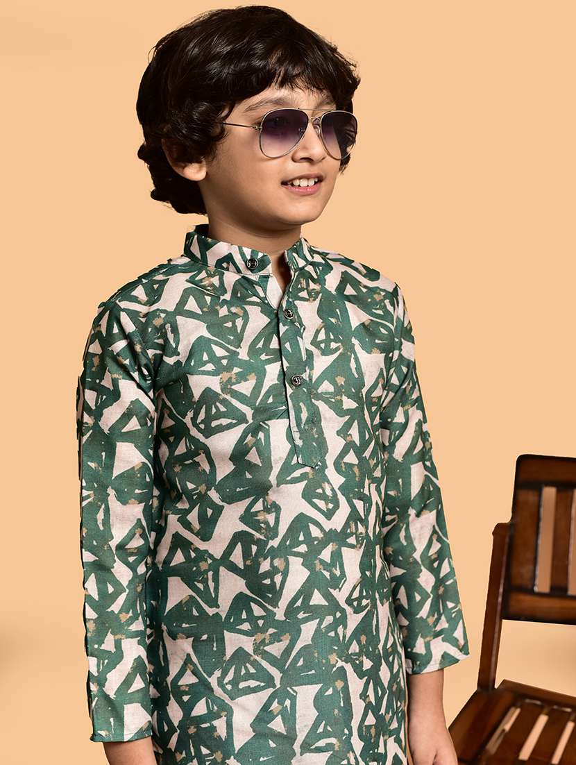 boys printed mandarin neck kurta pyjama set - 21787238 - Standard Image - 4