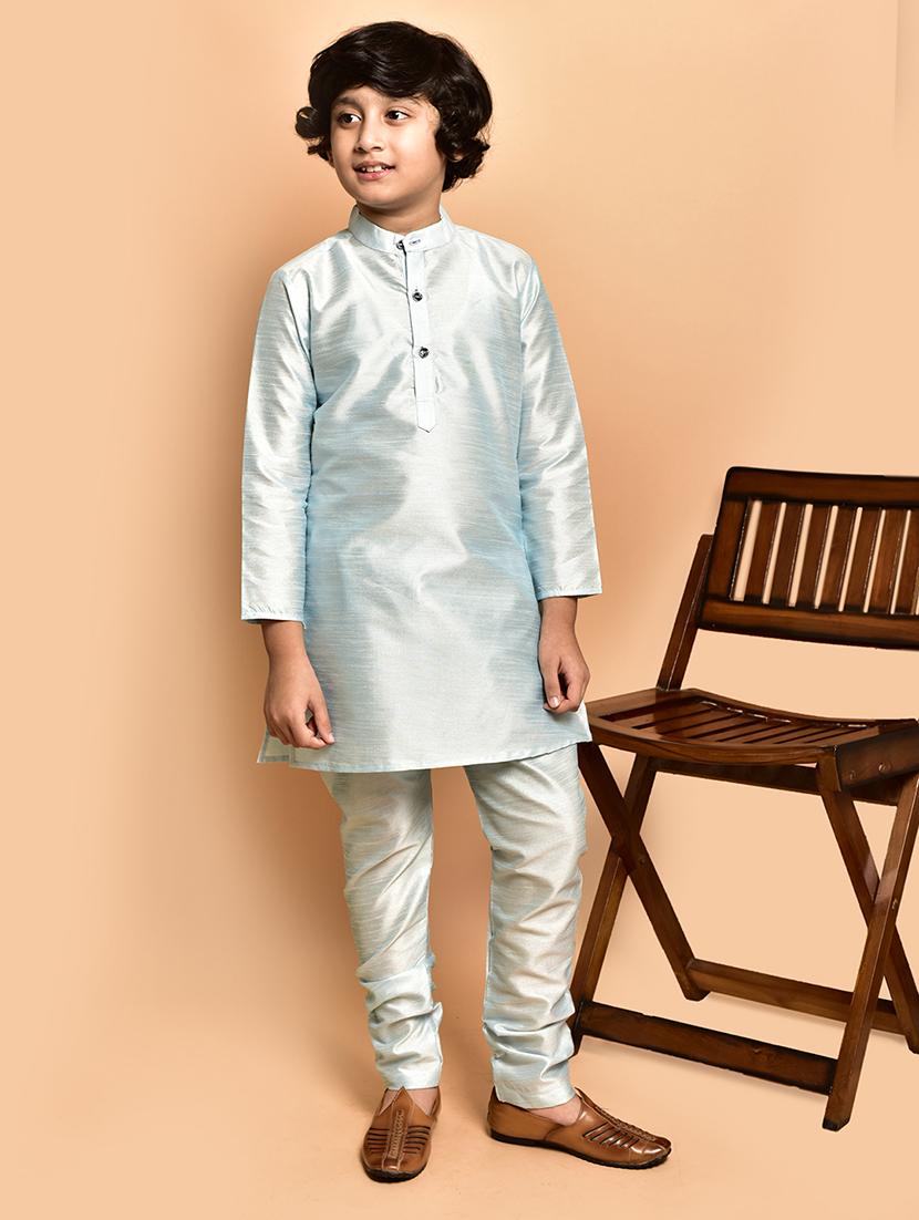 boys solid mandarin neck kurta pyjama set - 21787241 -  Standard Image - 1