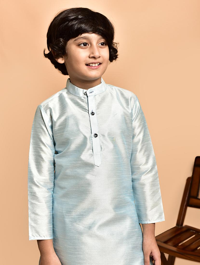 boys solid mandarin neck kurta pyjama set - 21787241 - Standard Image - 4