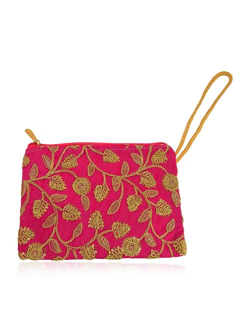 women pink embroidered clutch - 21788834 - Standard Image - 0