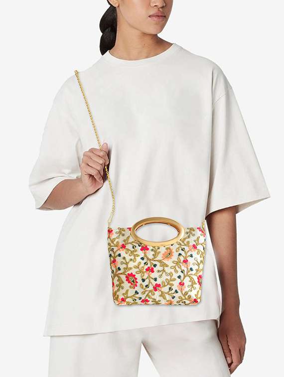 women off white embroidered sling bag - 21788835 -  Standard Image - 4