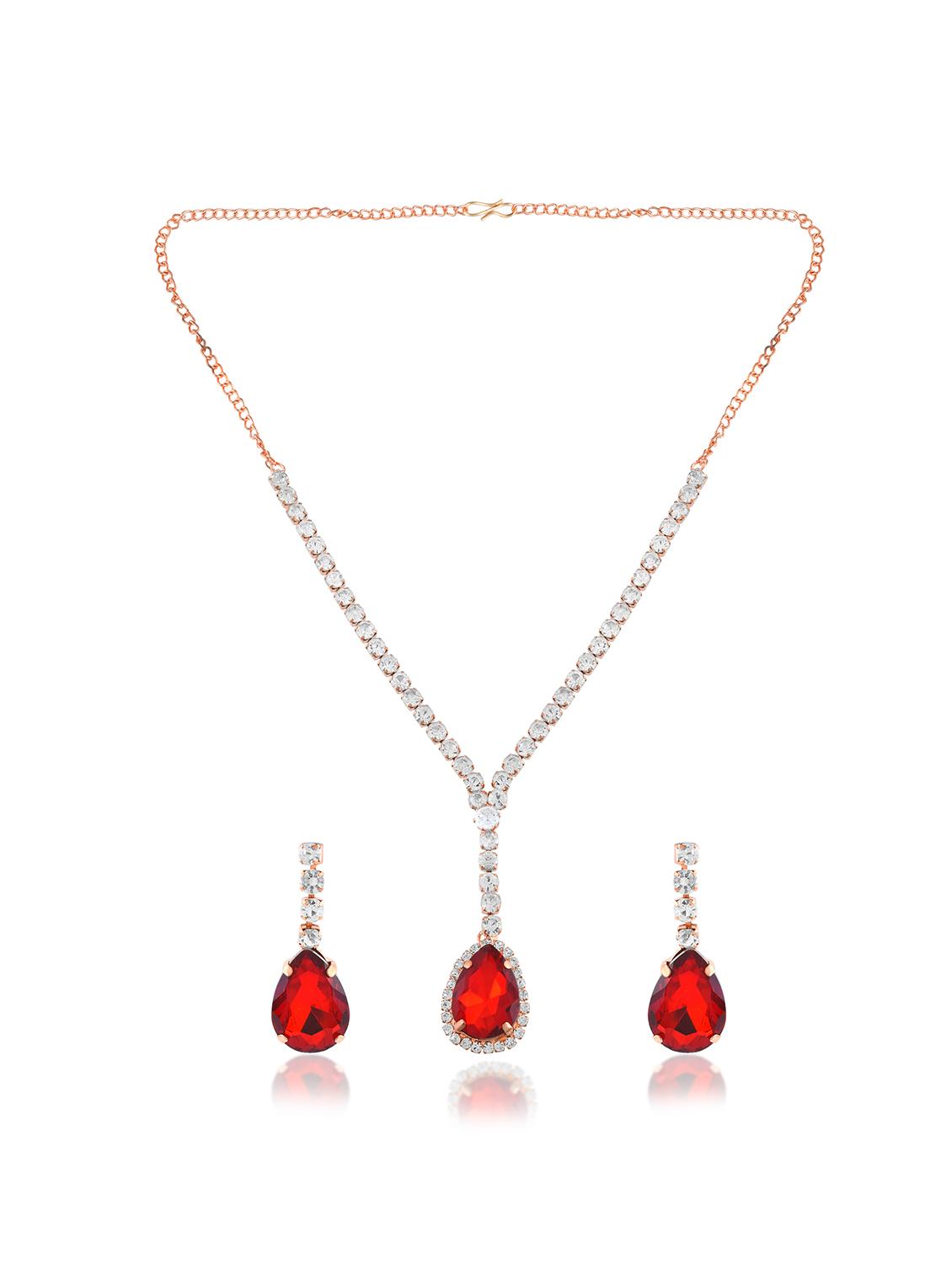 brass imitation ruby diamond necklace set women - 21788863 -  Standard Image - 1