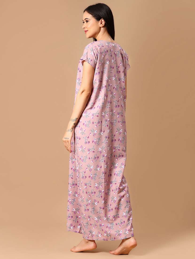 women floral print short sleeve nighty - 21789469 -  Standard Image - 4