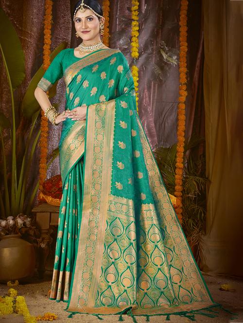 women self design banarasi festive wear saree with blouse - 21789666 -  Standard Image - 0