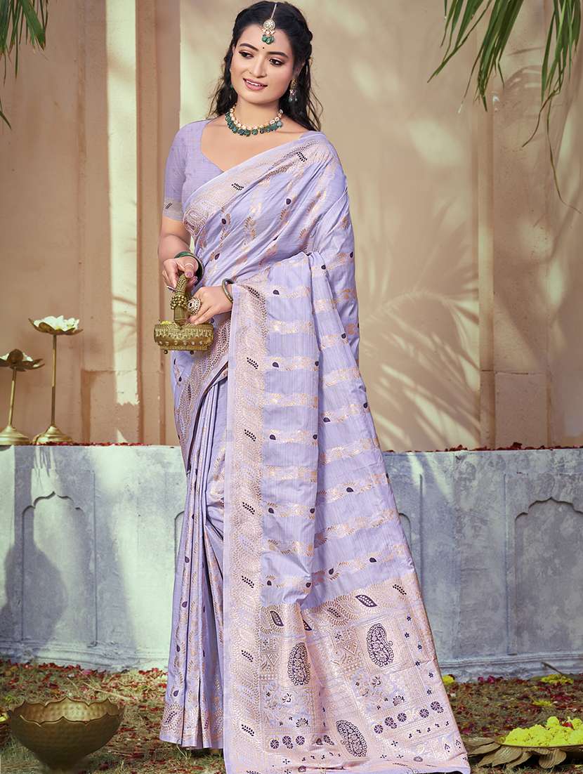 women self design banarasi festive wear saree with blouse