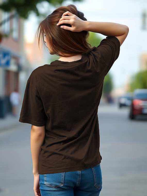 women solid print round neck oversized t-shirt - 21790738 -  Standard Image - 1