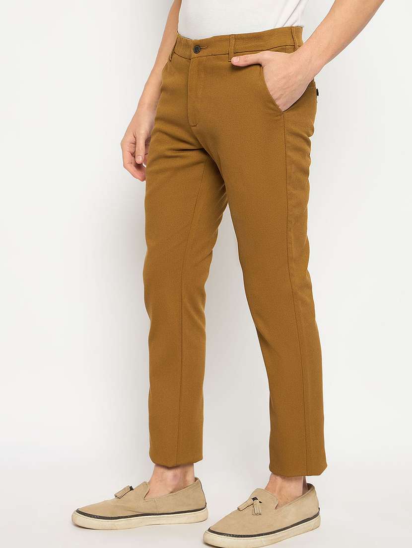 men solid mid rise casual chinos - 21790955 -  Standard Image - 1