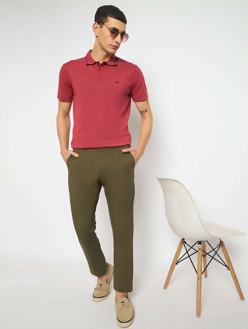 men solid mid rise casual chinos - 21790960 -  Standard Image - 4