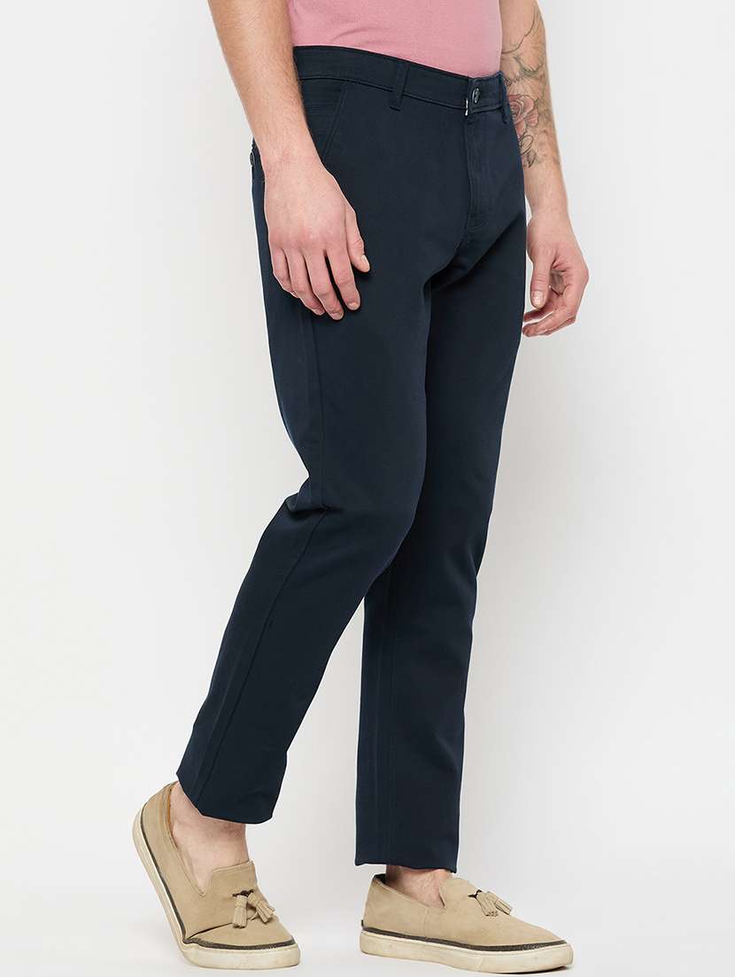 men solid mid rise casual chinos - 21790962 -  Standard Image - 1