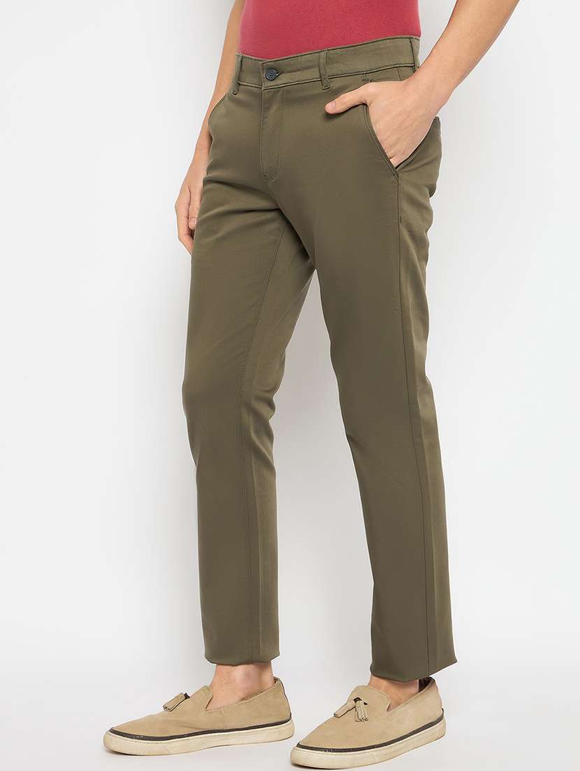 men solid mid rise casual chinos - 21790963 -  Standard Image - 1