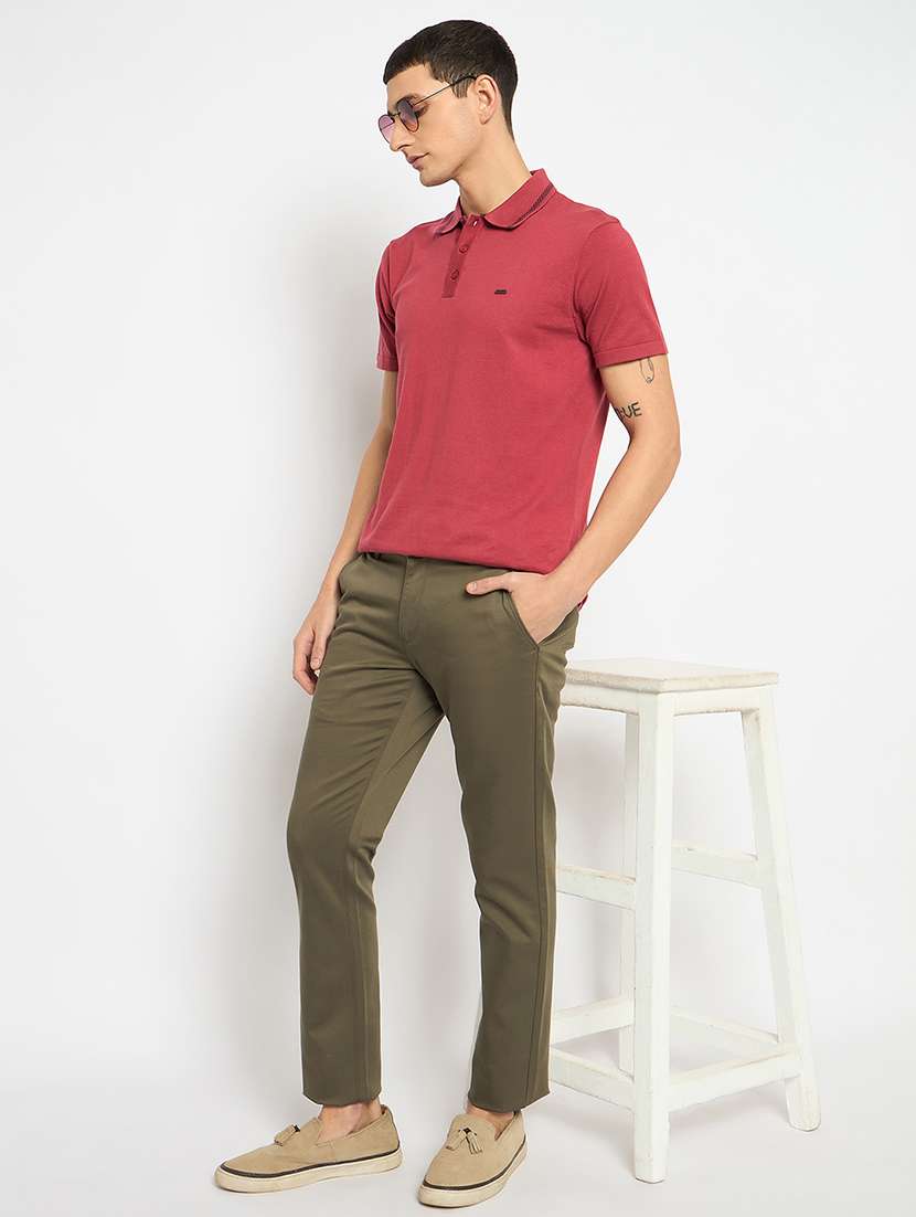 men solid mid rise casual chinos - 21790963 -  Standard Image - 4