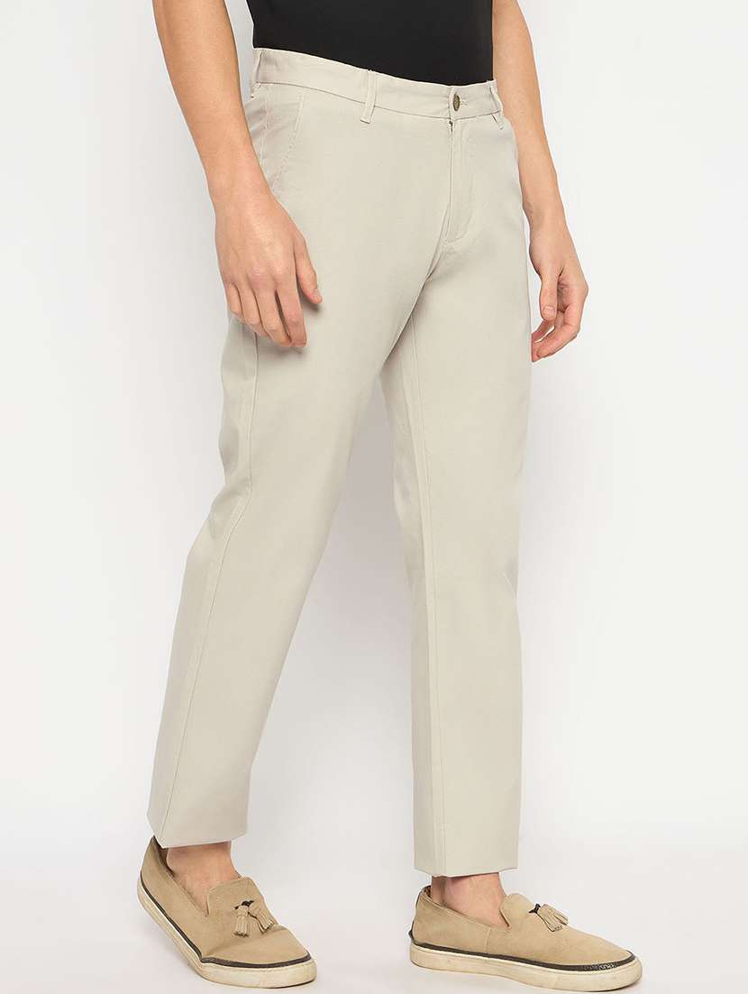 men solid mid rise casual chinos - 21790966 - Standard Image - 1