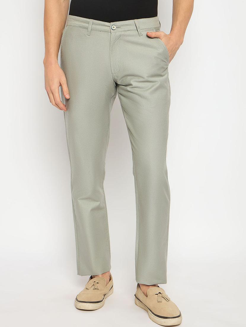 men solid mid rise casual chinos