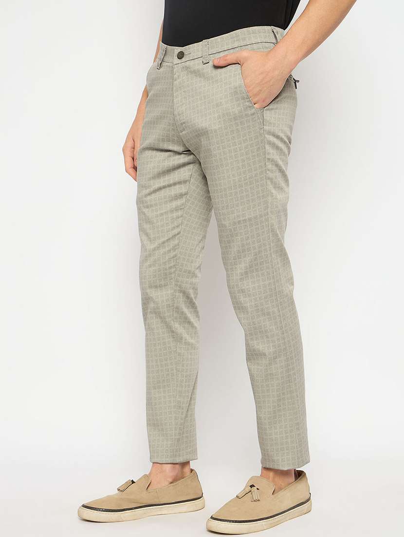 men checkered mid rise casual chinos - 21790976 -  Standard Image - 1