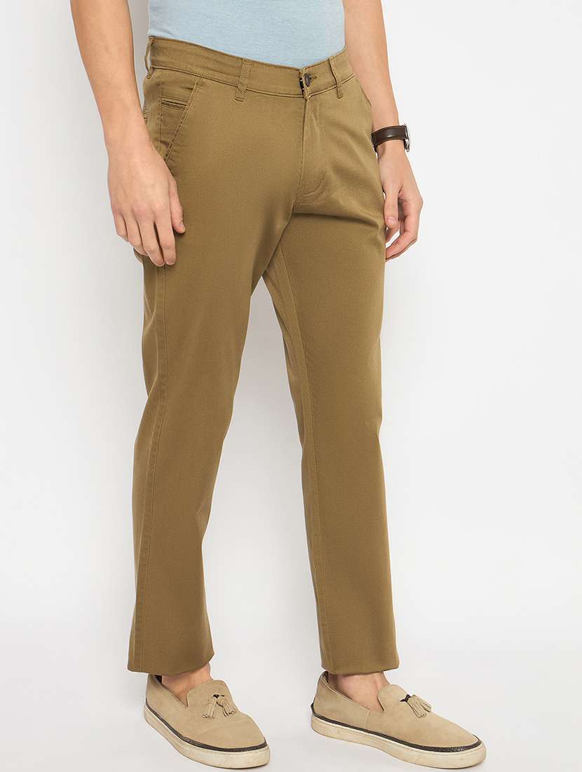 men solid mid rise casual chinos - 21790977 -  Standard Image - 1