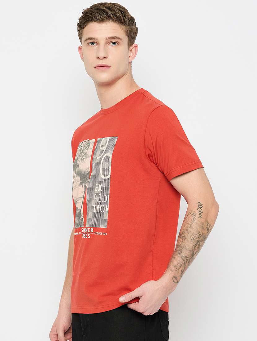 men front print short sleeves t-shirt - 21791000 -  Standard Image - 1