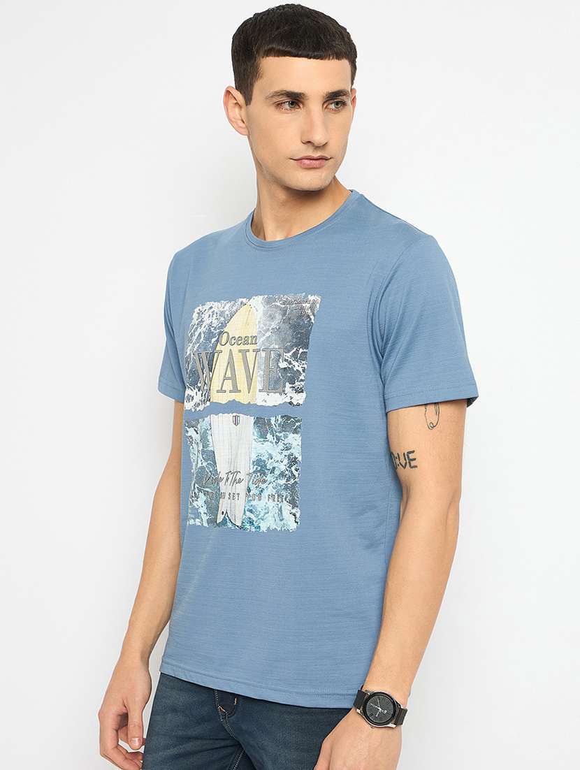 men front print short sleeves t-shirt - 21791016 -  Standard Image - 1