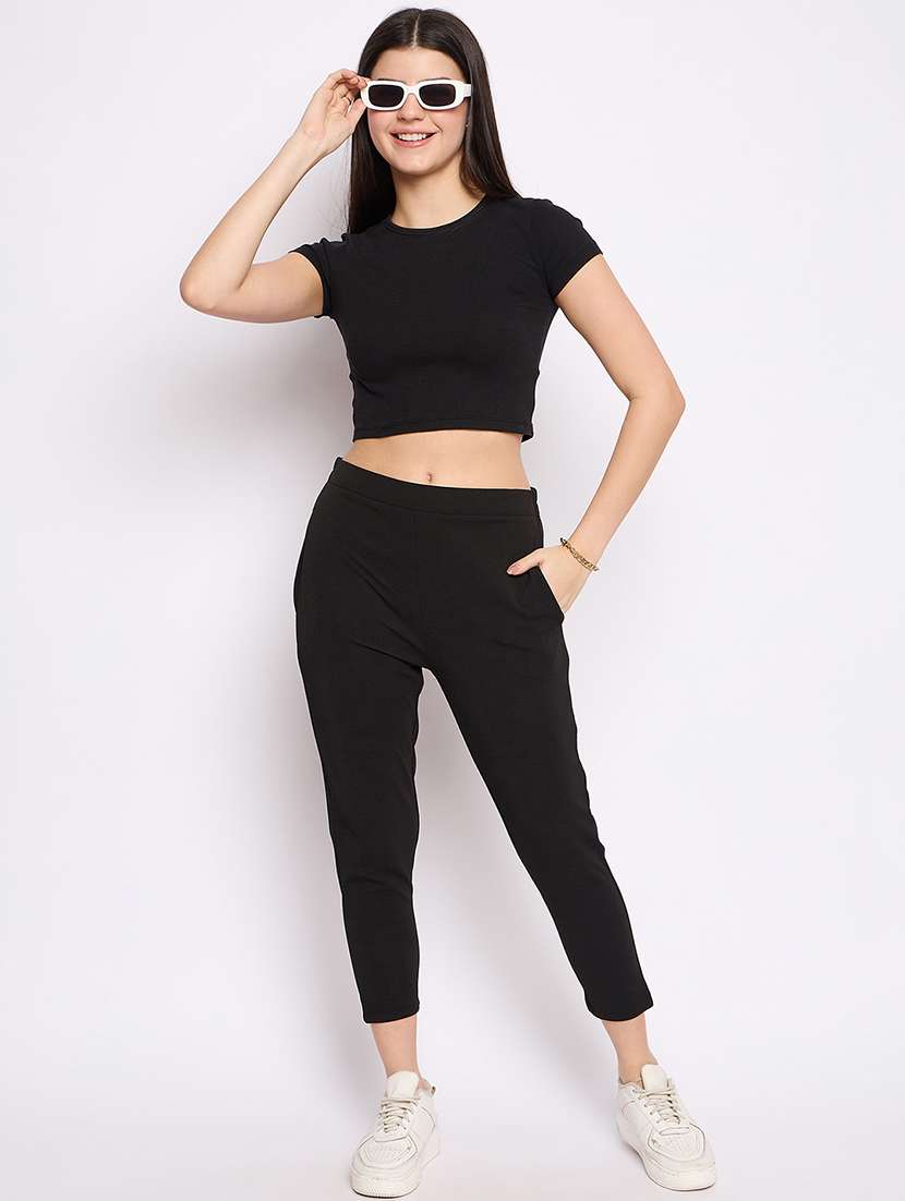 women solid mid rise calf length trouser - 21791309 -  Standard Image - 4