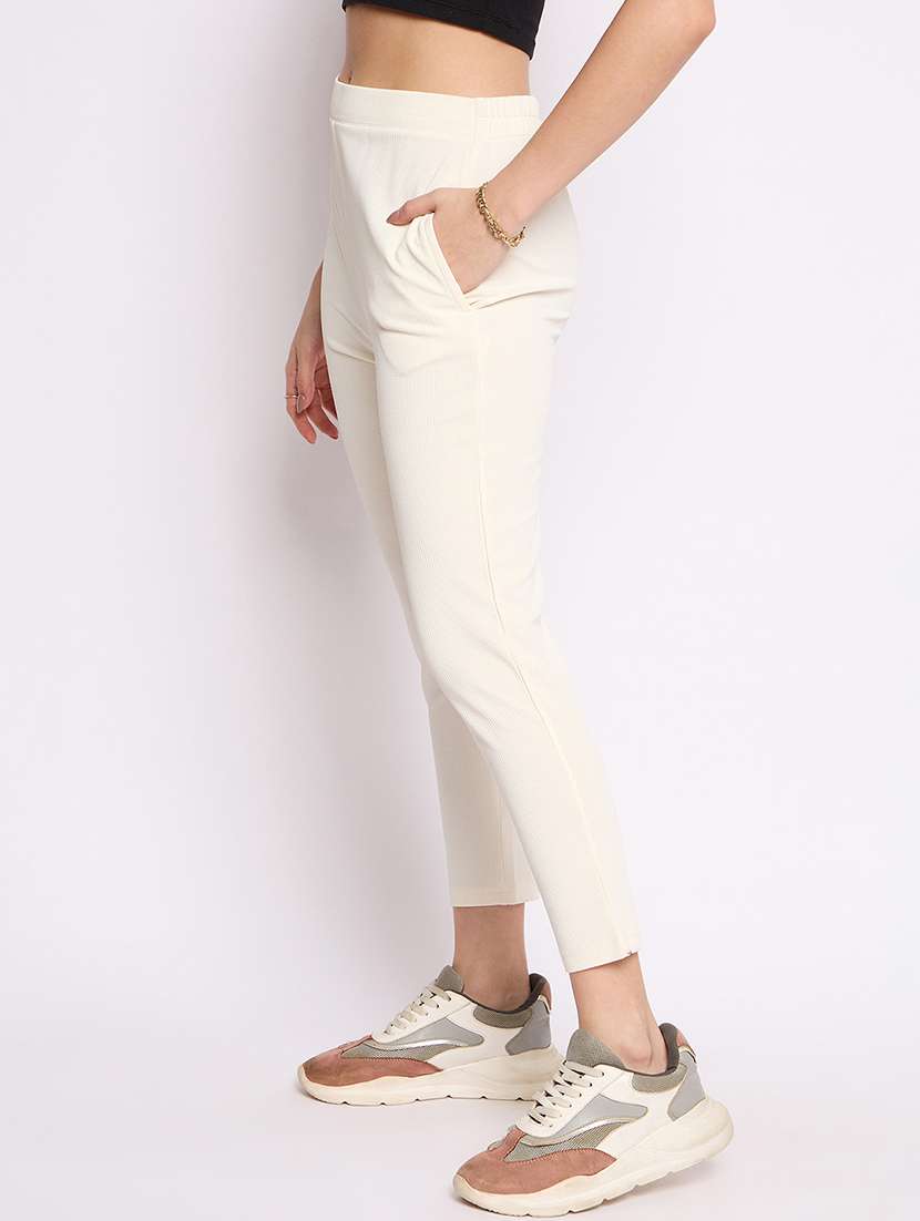 women solid mid rise cigarette pants  - 21791310 -  Standard Image - 1