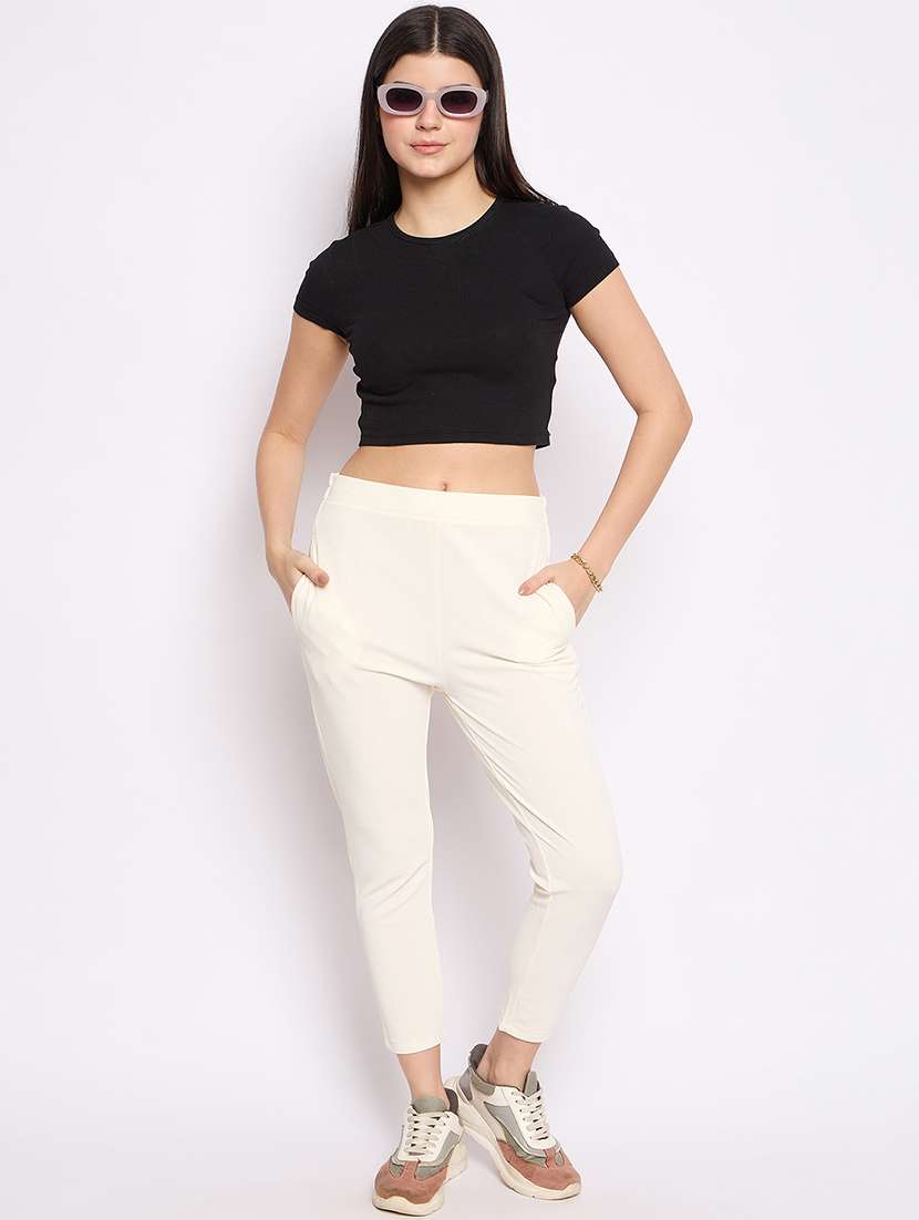 women solid mid rise cigarette pants  - 21791310 -  Standard Image - 4