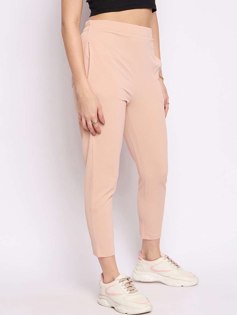 women solid mid rise cigarette pants  - 21791312 -  Standard Image - 1