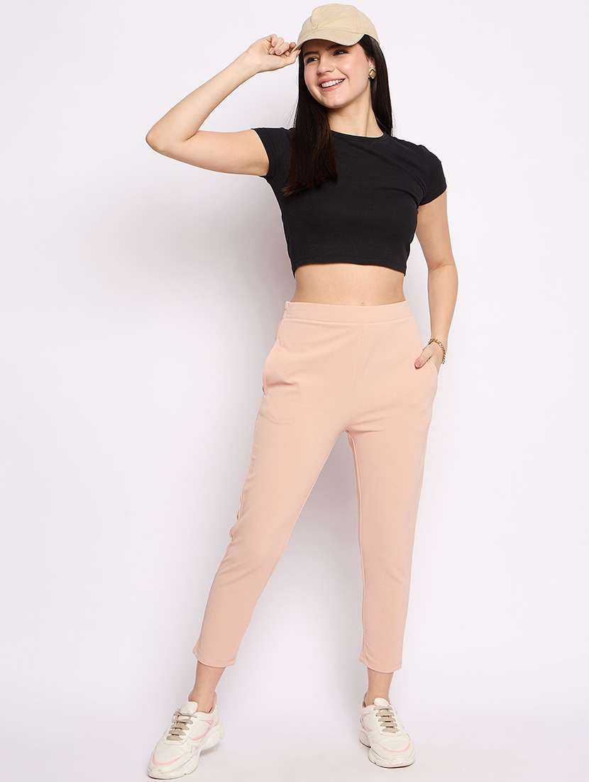 women solid mid rise cigarette pants  - 21791312 -  Standard Image - 4