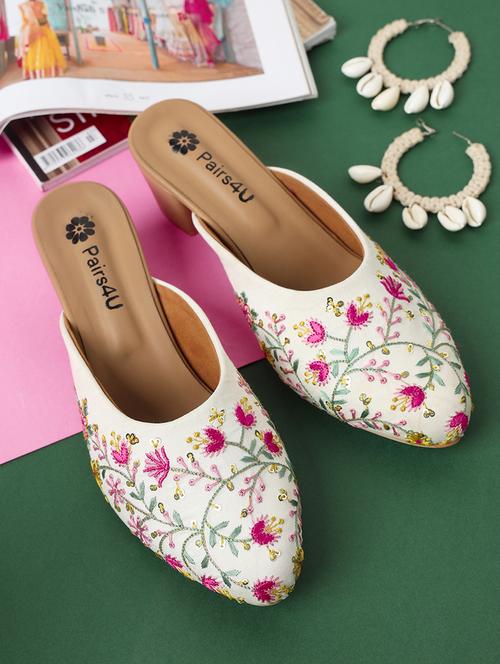 women embroidered block heel mules - 21791335 -  Standard Image - 0