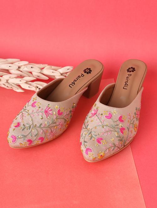 women embroidered block heel mules - 21791337 -  Standard Image - 0