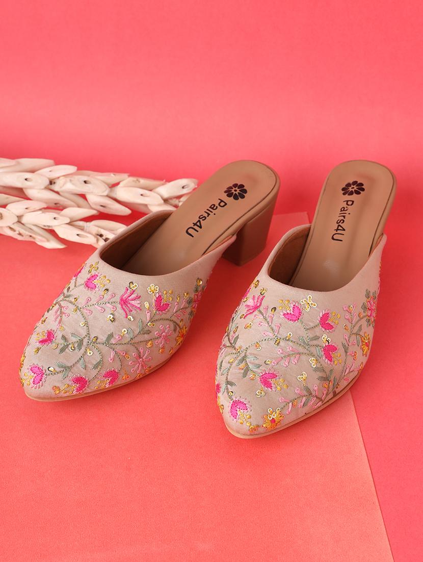 women embroidered block heel mules - 21791337 -  Zoom Image - 0