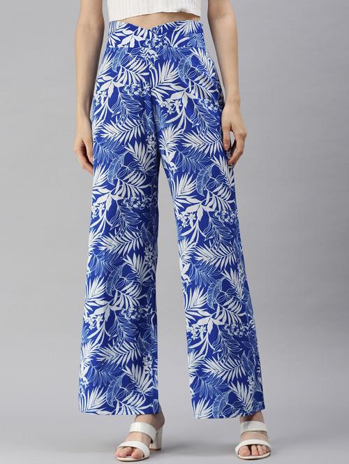women printed high rise straight palazzo - 21791384 -  Standard Image - 0