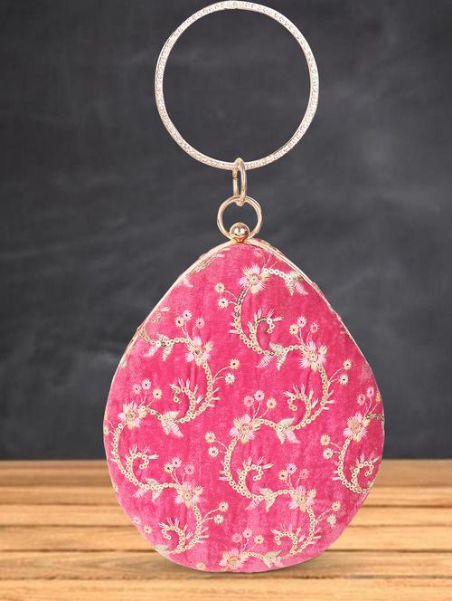 women pink embroidered clutch - 21791387 - Standard Image - 0
